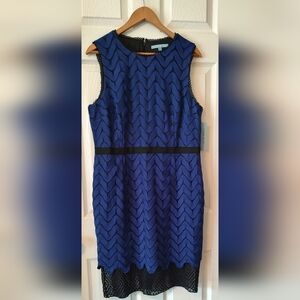 Dressy Blue and Black Sleeveless Dress